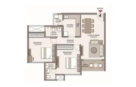 Chandak JB Nagar 2bhk floor plan